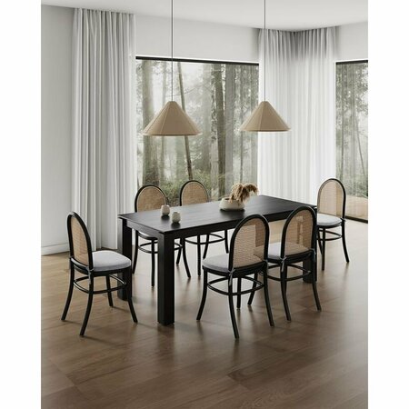 MANHATTAN COMFORT 7-Piece Rockaway 70.86 Dining Set in Black with 6 Paragon 1.0 Dining Chairs 6-DT02DCCA05-GY